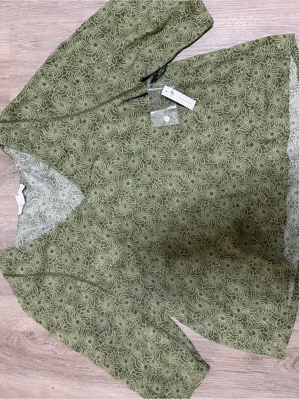 Olivia Moon Olive Green Floral Swirl V-Neck Tunic